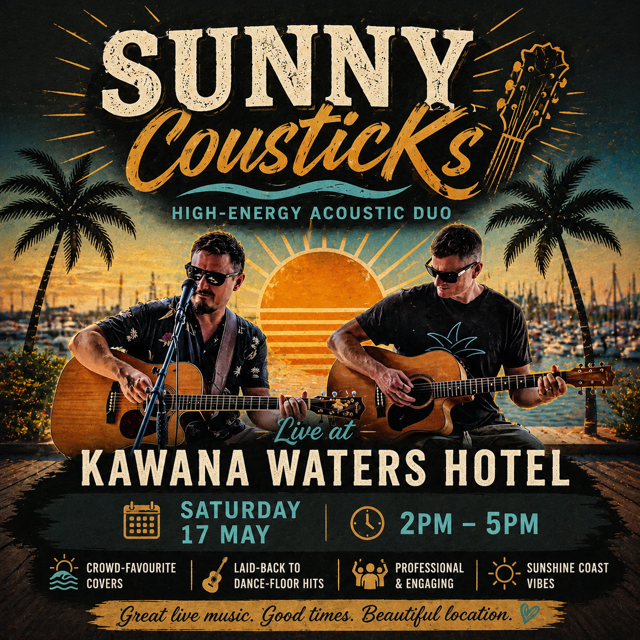 Sunny CousticKs Set to Bring High-Energy Acoustic Vibes to Kawana Waters Hotel
